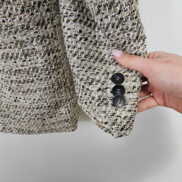 ZARA Double Breasted Tweed Blazer Jacket Sz S Neutral 2251/158 - Picture 10 of 13